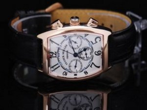 Replica Franck Muller Watch Casablanca Chronograph Automatic Rose Gold Bezel and White Dial