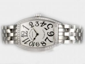 Replica Franck Muller Watch Casablanca Automatic Diamond Bezel with White Dial