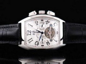 Replica Franck Muller Watch Casablanca Tourbillon Chronograph Automatic Movement White Dial and Silv