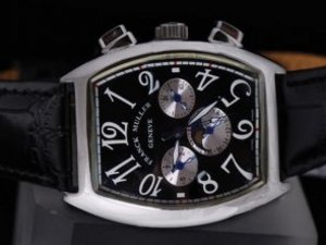 Replica Franck Muller Watch Casablanca Chronograph Automatic Full Black With White Bezel- Moonphase