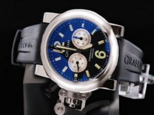 Replica Graham Watch Chronofighter Oversize Automatic Movement Blue Dial with Silver Smooth Bezel an