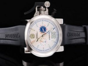 Replica Graham Watch Chronofighter Oversize Automatic Movement White Dial and Silver Smooth Bezel-Bl