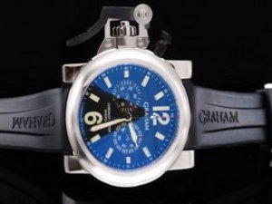 Replica Graham Watch Chronofighter Oversize Automatic Movement Blue Dial with Silver Smooth Bezel-Bl