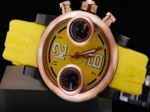 Replica Graham Watch Chronofighter Swordfish Automatic Movement Rose Gold Case and Bezel with Yellow