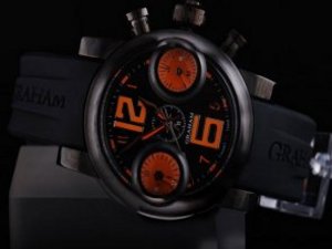 Replica Graham Watch Chronofighter Swordfish Automatic PVD Case Black Dial and Orange Marking