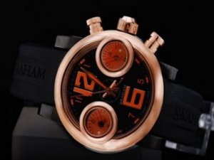 Replica Graham Watch Chronofighter Swordfish Automatic Movement Gold Bezel and Case with Black Dial