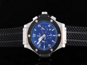Replica Hublot Watch Big Bang Automatic Movement Black Bezel with Black Dial and Silver Markers-Blac