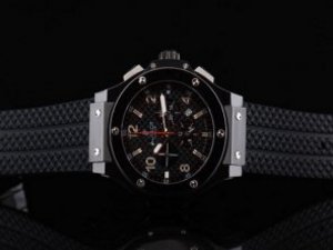 Replica Hublot Watch Big Bang Chronograph Quartz Movement Full Ceramic Case with Black Dial and Blac