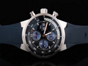 Replica Iwc Aquatimer Watch Automatic Movement Silver Case with Black Dial and Blue Subdials-Blue Ru