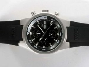 Replica Iwc Aquatimer Watch Chrono-Automatic Black Dial and Rubber Strap