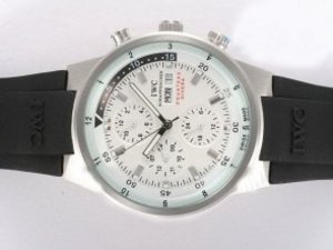 Replica Iwc Aquatimer Watch Chrono Cousteau Divers Automatic White Dial with Rubber Strap