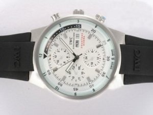 Replica Iwc Aquatimer Watch Chrono Cousteau Divers Automatic White Dial with Rubber Strap