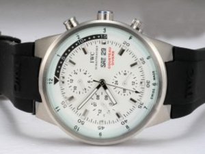 Replica Iwc Aquatimer Watch Chronograph Automatic White Dial with Rubber Strap