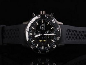 Replica Iwc Aquatimer Watch Chronograph Quartz Movement PVD Case with Full Black Dial and White Stic