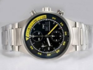 Replica Iwc Aquatimer Watch Chronograph Swiss Valjoux 7750 Movement Black Dial with AR Coating