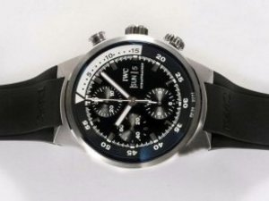 Replica Iwc Aquatimer Watch Chronograph Swiss Valjoux 7750 Movement AR Coating with Black Dial-Rubbe