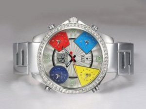 Replica Jacob & Co Watch Classic Five Time Zone Diamond Bezel White Dial