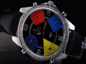 Replica Jacob & Co Watch Classic Five Time Zone Diamond Bezel with Black Dial and Strap