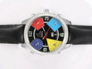 Replica Jacob & Co Watch Classic Five Time Zone Diamond Bezel Black Dial Strap