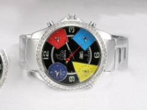 Replica Jacob & Co Watch Classic Five Time Zone Diamond Bezel Black Dial