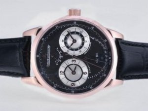 Replica Jaeger-Lecoultre Watch Duometre Working Power Reserve Rose Gold Case Black Dial