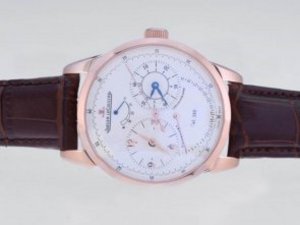 Replica Jaeger-Lecoultre Watch Duometre Working Power Reserve Rose Gold Case White Dial