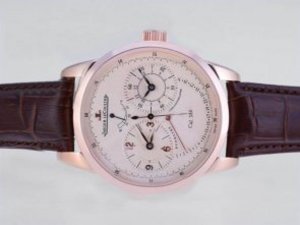 Replica Jaeger-Lecoultre Watch Duometre Working Power Reserve Rose Gold Case Champagne Dial