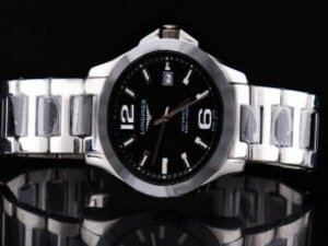 Replica Longines Watch Collection Automatic Movement Silver Stick Marking with Black Dial and Cerami