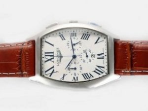 Replica Longines Watch Evidenza Working Chronograph Rose Gold Case with Black Dial-Number Marking