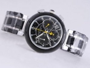 Replica Louis Vuitton Lv277 Watch Working Chronograph Black Ceramic Black Dial