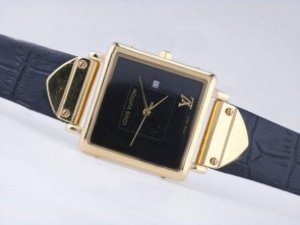 Replica Louis Vuitton Classic Watch Gold Case with Black Dial-Lady Size