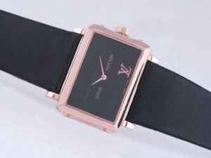 Replica Louis Vuitton Classic Watch Rose Gold Case Black Dial-Lady Size
