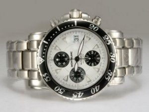 Replica Montblanc Sport Watch Chronograph Swiss Valjoux 7750 Movement AR Coating with White Dial-Bla