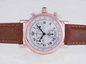 Replica Montblanc Star Watch Working Chronograph Rose Gold Case with White Dial-Lady Size