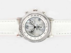 Replica Montblanc Star Watch Working Chronograph Diamond Marking with White Dial-Lady Size