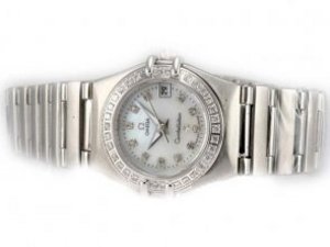 Replica Omega Constellation Watch Diamond Bezel and Marking MOP Dial-Lady Size