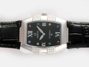Replica Omega Constellation Watch Diamond Black Dial Lady Size