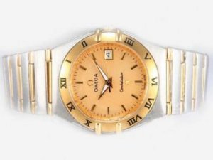 Replica Omega Constellation Watch Two Tone Golden Dial