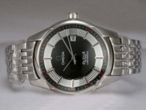 Replica Omega Hour Vision Watch See Thru Case Automatic Black Dial