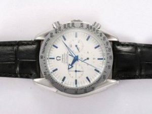Replica Omega Speedmaster Watch Chronograph Automatic Blue Marking with White Dial