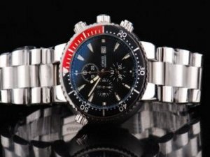 Replica Oris Watch Carlos Coste Working Chronograph Quartz Movement Silver Case with Black/Red Bezel