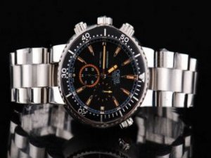 Replica Oris Watch Carlos Coste Working Chronograph Quartz Movement Silver Case with Black Bezel-Bla