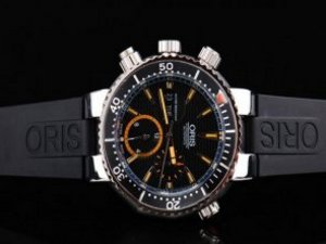 Replica Oris Watch Carlos Coste Working Chronograph movement Black Dial and Orange Stick Marking-Bla