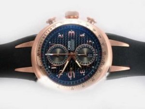 Replica Oris Watch William F1 Team Chronograph Swiss Valjoux 7750 Movement Rose Gold Case with Black