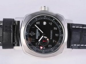 Replica Panerai Ferrari Watch GMT Automatic Black Dial and Strap-Number Marking