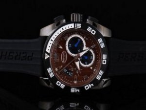 Replica Parmigiani Watch Pershing Chronograph Quartz Chocolate Dial and Black Bezel--Big Date-Black