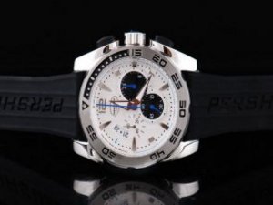 Replica Parmigiani Watch Pershing Chronograph Quartz Movement White Bezel White Dial and Black Rubbe