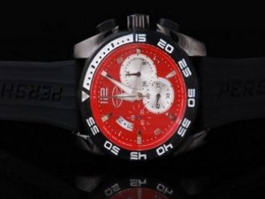 Replica Parmigiani Watch Pershing Chronograph Quartz Red Dial and White Bezel and Case-Big Date-Blac