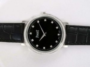 Replica Piaget Altiplano Watch Swiss ETA Movement Diamond Bezel And Marking With Black Dial