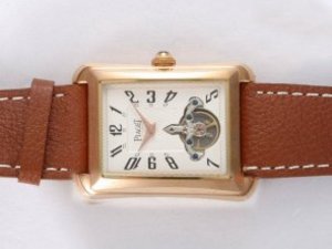 Replica Piaget Emperador Watch Automatic Tourbillon Rose Gold Case With White Dial